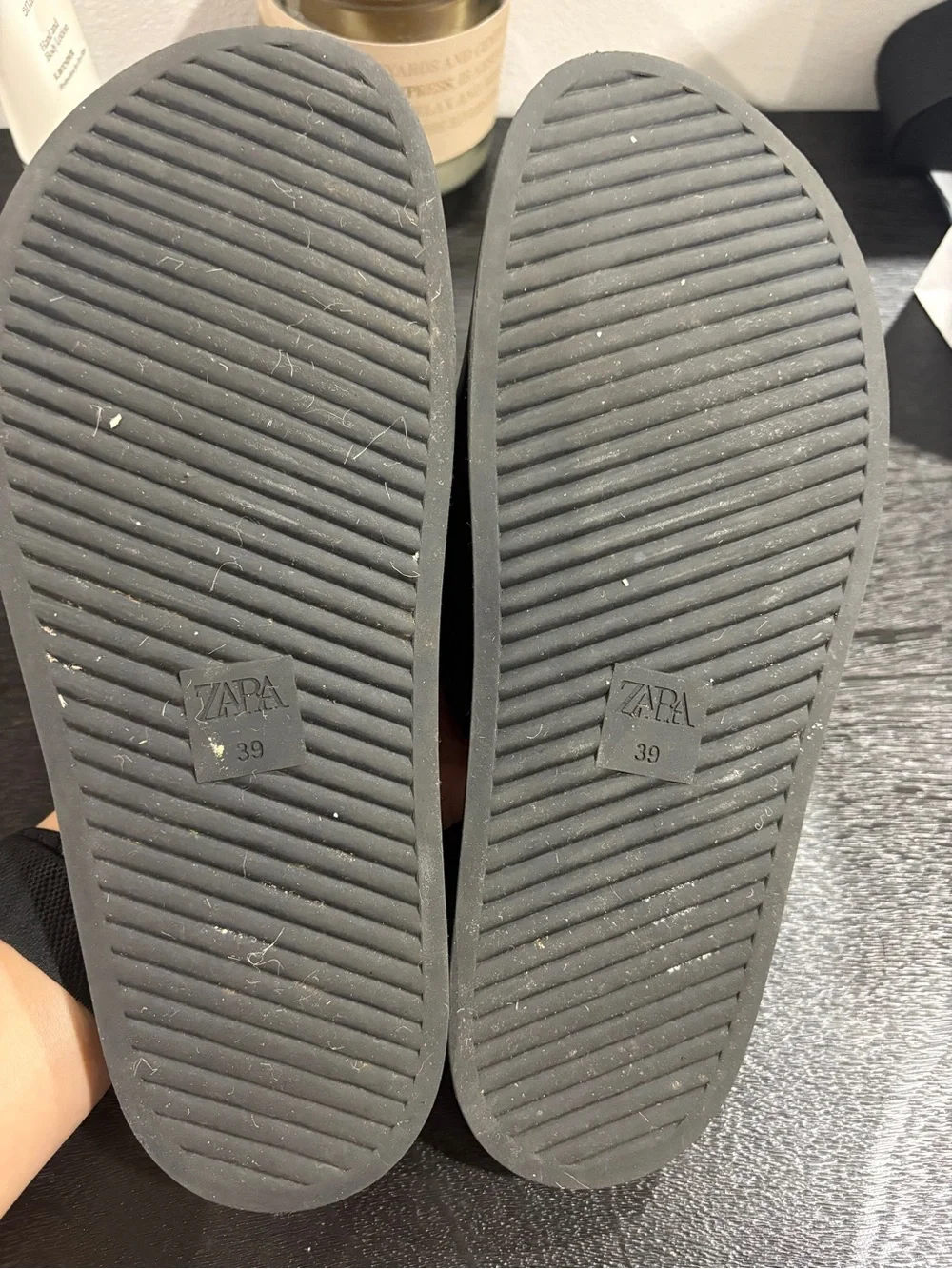 Zara Black Slide Sandals with Silver Accents - Picture 3 of 7